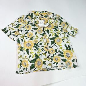 Barbour Top Womens 8 Yellow Floral Linen Blend Bloomfield Shirt NWT Button Down